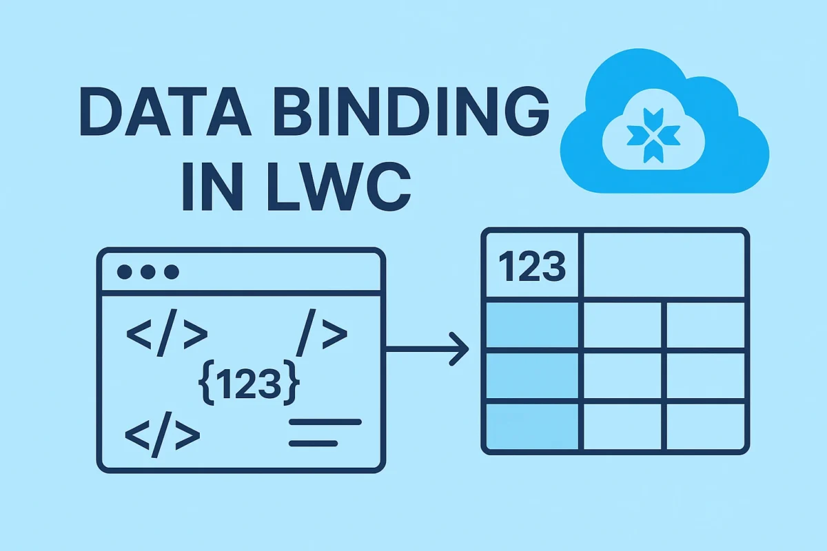 create featured image for website on topic "Data Binding in LWC" make sure text in the image should not cut